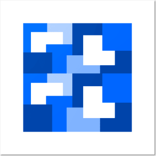 Blue abstract squares tiles pattern Posters and Art